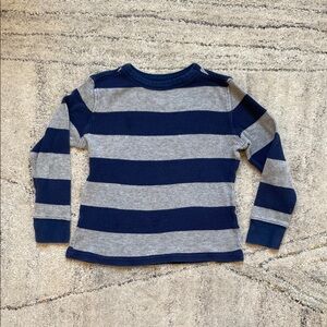 Kids Striped Navy and Gray Long Sleeve Waffle Shirt